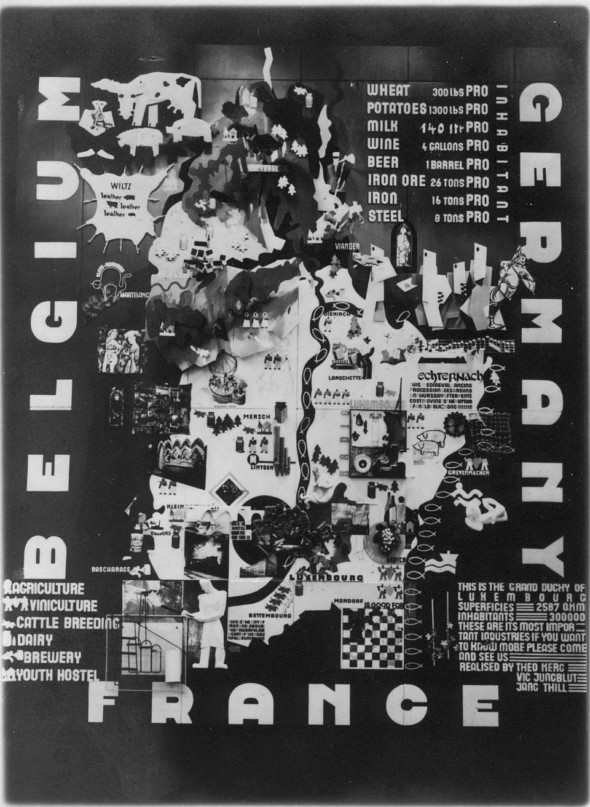 1939 Panneau publicitaire de 80m2 sur l’économie au Luxembourg lors de l’exposition  Universelle à New-York en 1939, Théo Kerg avec Jang Thill et Vic Jungblut