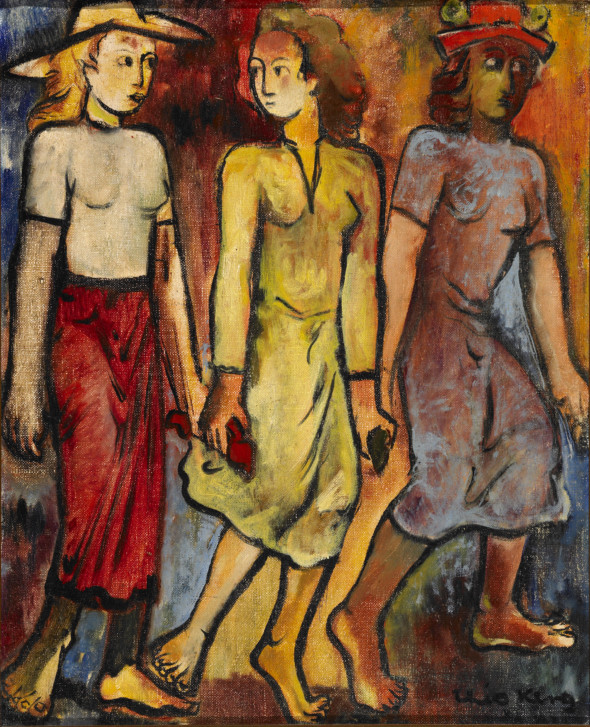 1940 Souvenir de la procession dansante d’Echternach, huile sur toile