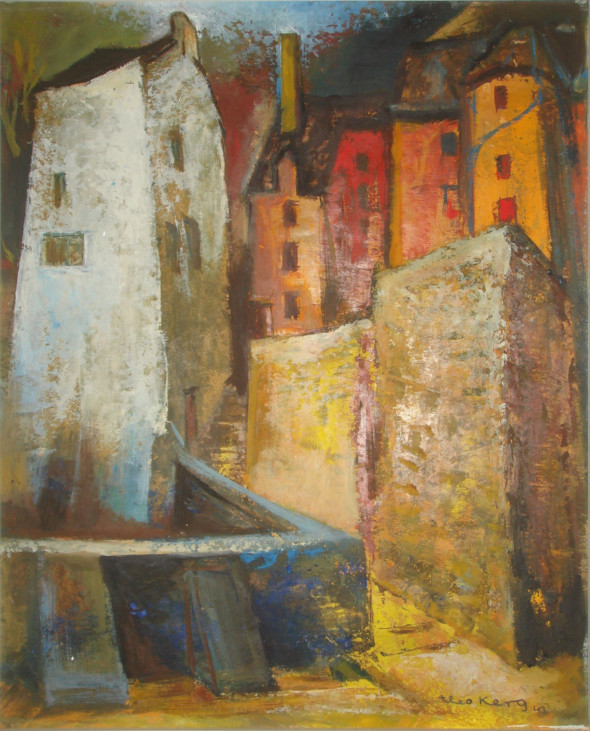 1943 rue Mohrfels Luxembourg, huile sur carton ,35×43 cm