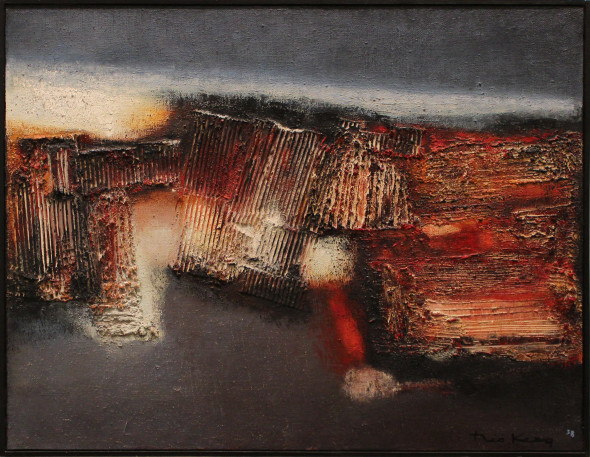 1958 Calciné, œuvre tactiliste sur toile, 89 x 116 cm, collection Von der Heydt-Museum Wuppertal