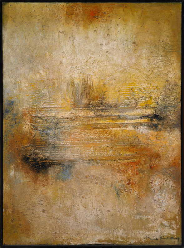 1961 Impact, oeuvre tactiliste sur toile, 97 x 130 cm, exposée au Musée National d’Histoire et d’Art (MNHA) en 2013-2014