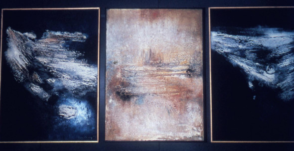 1965 Exposition à Kassel des 3 tableaux tactilistes sur toile, Envol 130×97 cm, Impact 130×97 cm, et Lumière du Nord 130x97cm
