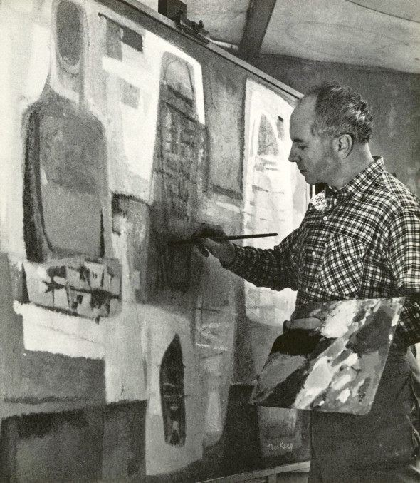 Theo Kerg dans son atelier, 1955