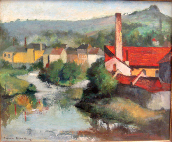 1943 La Sûre à Ettelbrück, huile sur panneau, 46 x 38 cm