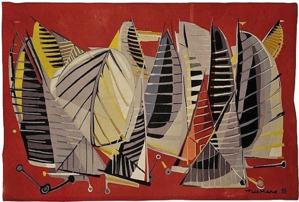 1955  La Mêlée, carton de tapisserie, 180 x 260 cm, édition Goubeley-Aubusson et Galerie Bellechasse, Paris