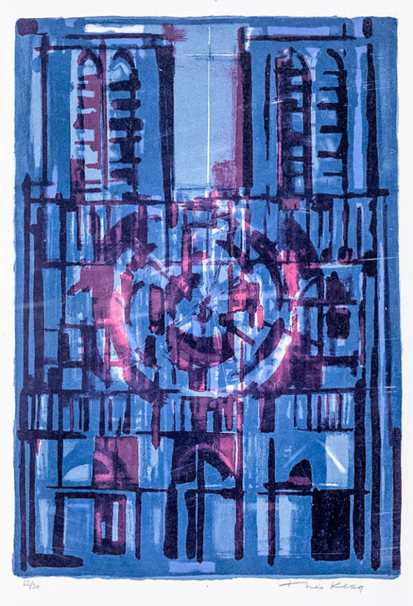 1949 Cathédrale bleu-gris-rouge (57×38,5) 6/6