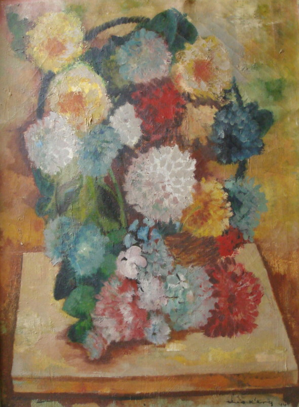 1944 Panier de fleurs, huile sur toile, 60 x 81 cm