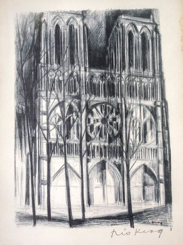 1947  Paris 01, Sur le parvis de Notre-Dame, litho, 10.11.1947