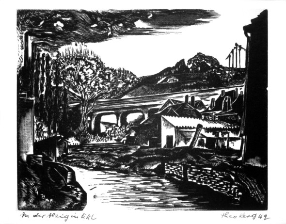 1942 Esch-Alzig, l’Alzette, gravure sur bois, 16.08