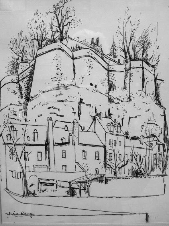 1944 Dessin, des vestiges de la forteresse à Luxembourg