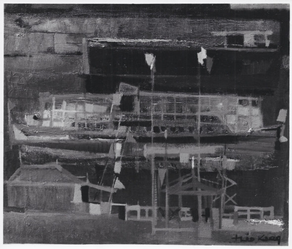 1952 Sur les bords de la Seine, huile sur toile