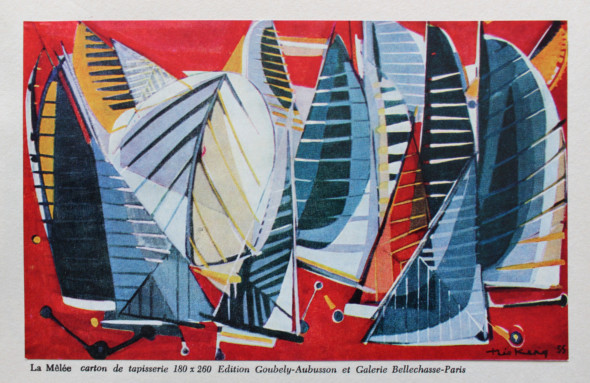 1955 La Mêlée, carton de tapisserie, 180 x 260 cm, édition Goubeley-Aubusson et Galerie Bellechasse