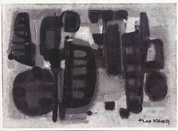 1955  Voliers, huile sur toile – exposée à la Galerie Gérard Mourgue en avril 1955