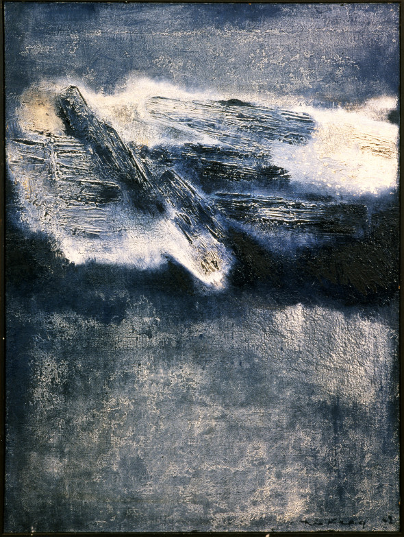 1962 Dans les Alpilles, oeuvre tactiliste sur toile, 60 x 73 cm