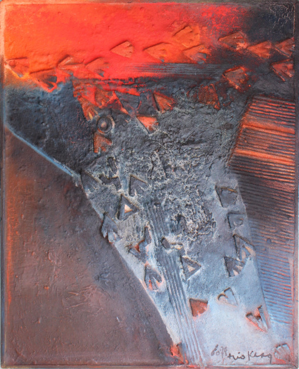 1972 Evasion rouge, oeuvre tactiliste, 1960-1972, 10F= 46 x 55 cm