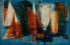 1955 Mouvements multiples, huile sur toile, collection DePaul Art Museum Chicago