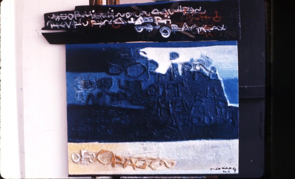 1973 Des orages, oeuvre tactiliste exposée au Musée d’Innsbrück  en 1967, 88 x 116 cm (118×137 cm), 1960-1973