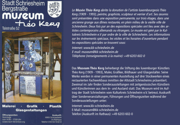 01 – Museum Théo Kerg, Talstraße 52, D-69198 Schriesheim – Exposition permanante